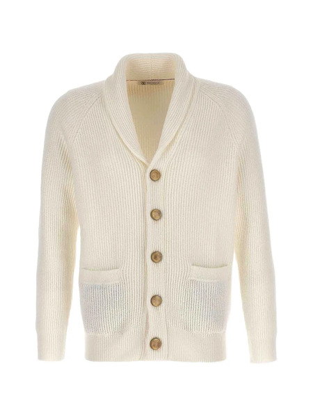  Brunello Cucinelli Shawl-collar Ribbed Cardigan - Tons Neutres 
