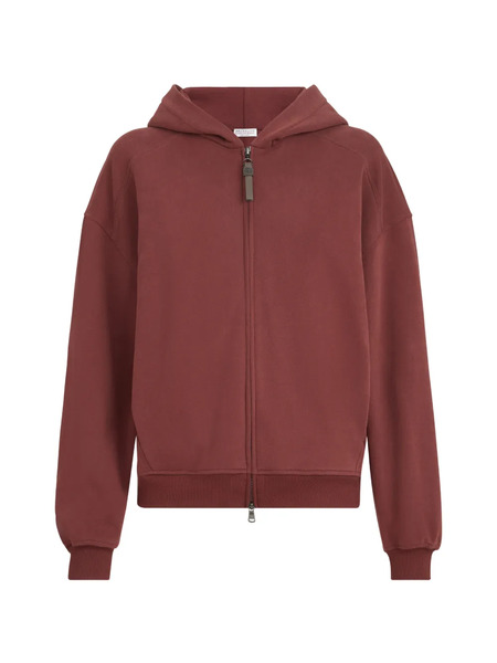  Brunello Cucinelli Topwear En éponge Française Lisse En Coton Avec Fermeture éclair Brillante - Rouge 