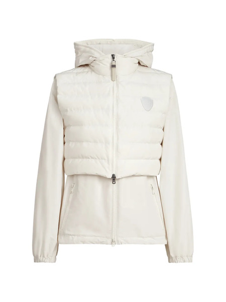  Brunello Cucinelli Veste D'extérieur En Taffetas De Coton Techno Avec Gilet Amovible, Logo Et Monili - Tons Neutres 