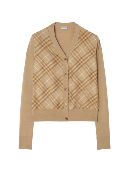 Burberry Cardigan En Soie De Laine à Carreaux - Tons Neutres 