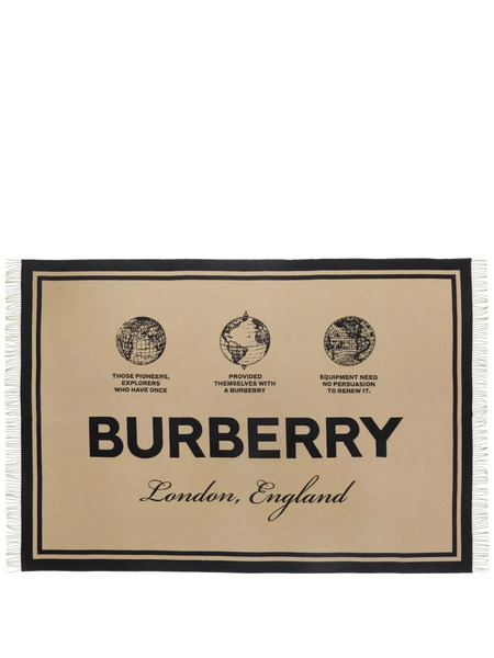  Burberry Couverture Label En Cachemire Mélangé - Tons Neutres 
