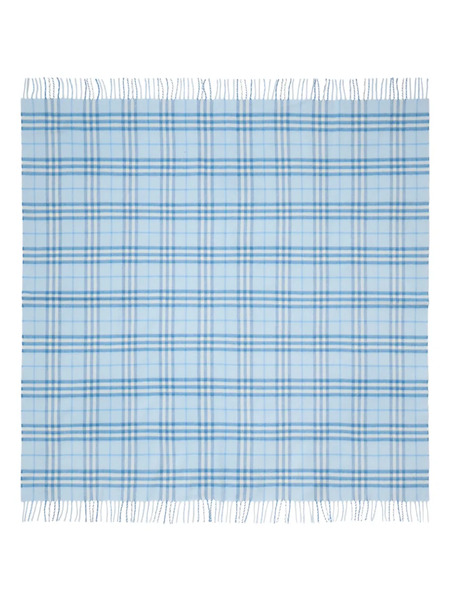  Burberry Kids Couverture En Laine Frangée à Carreaux - Bleu 