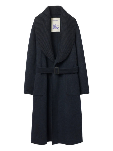  Burberry Manteau En Laine Mélangée à Col Châle - Bleu 