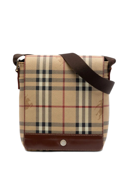  Burberry Pre-owned Sac à Bandoulière En Toile Vernie à Motif Haymarket Check (2000-2017) - Tons Neutres 