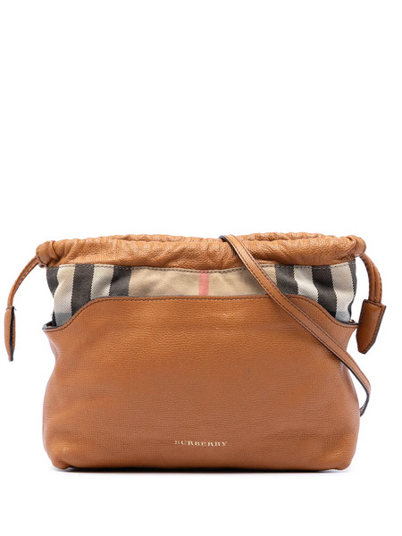  Burberry Pre-owned Sac à Bandoulière Little Crush En Toile Et Cuir De Veau à Motif House Check (2000-2017) - Marron 