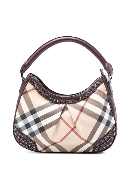  Burberry Pre-owned Sac Porté épaule Supernova Star Studded Hernville à Carreaux En Toile Enduite Et Détail De Clous (2000-2017) - Marron 