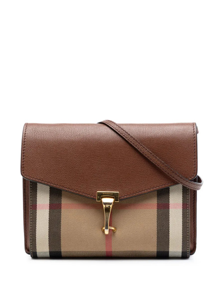  Burberry Pre-owned 2000-2017 Small Leather And House Check Canvas Derby Macken Crossbody Bag - Marron 