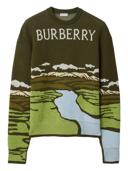  Burberry Pull En Maille Jacquard - Vert 