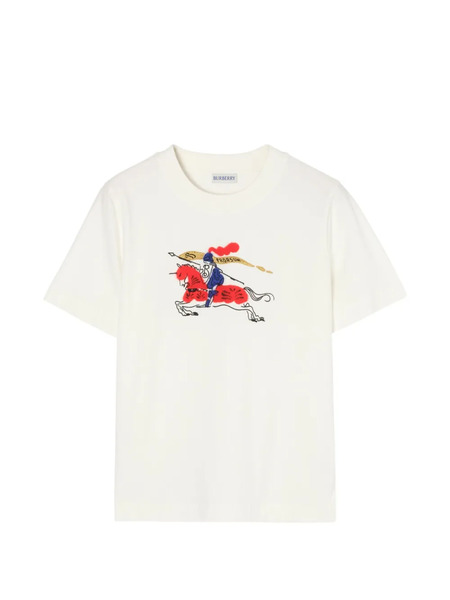  Burberry T-shirt à Motif Equestrian Knight - Blanc 