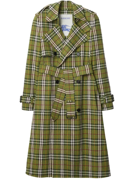  Burberry Trench Long à Carreaux - Vert 
