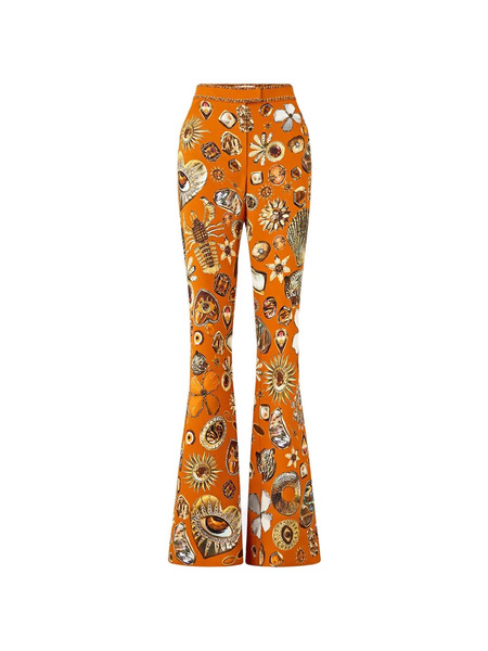  Camilla Pantalon Imprimé à Coupe évasée - Orange 