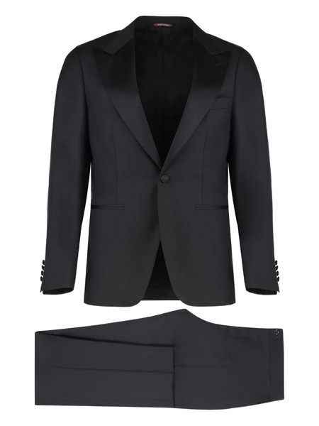 Canali Costume En Laine à Revers Pointus - Noir 