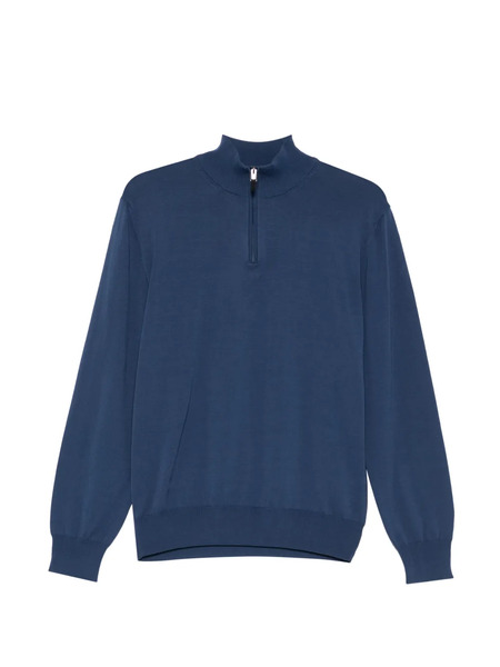  Canali Pull à Col Zippé - Bleu 