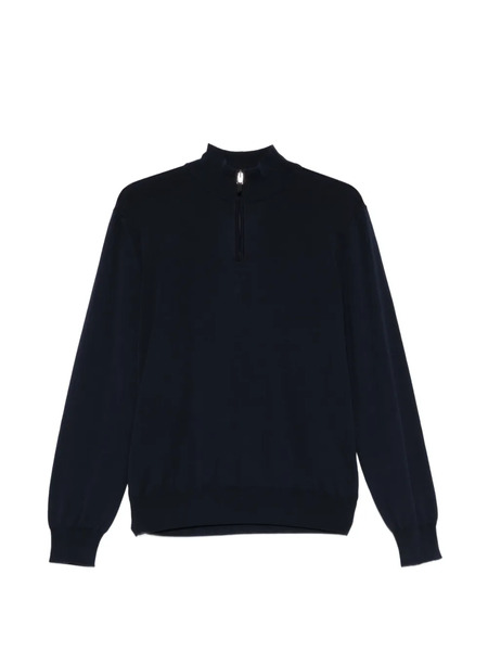  Canali Pull Zippé à Col Montant - Bleu 