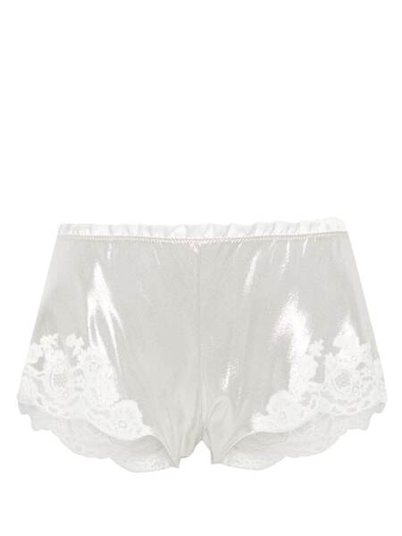 Carine Gilson Short De Pyjama Bordé De Dentelle - Argent 