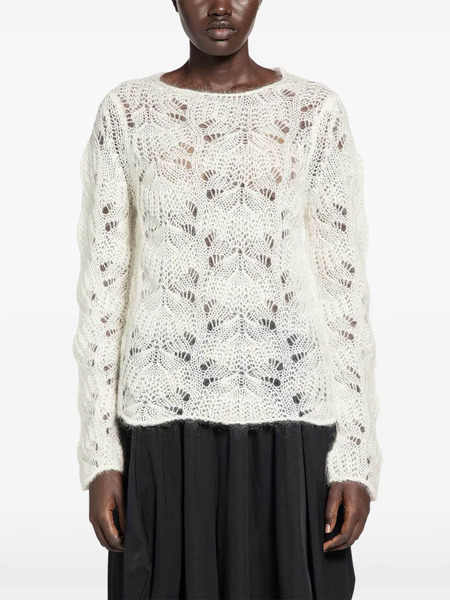  Cdg Pull En Maille Ajourée - Blanc 