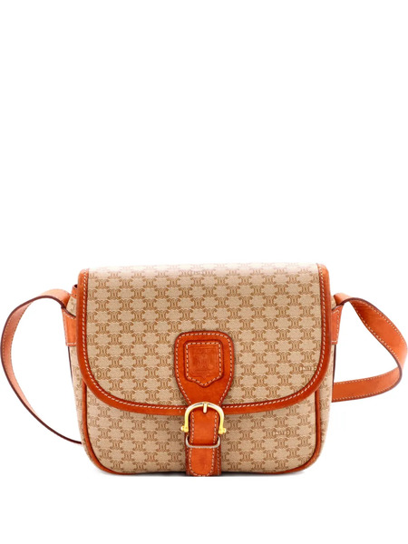  Celine Pre-owned Petit Sac à Bandoulière Vintage Saddle Flap Macadam En Toile Enduite - Tons Neutres 