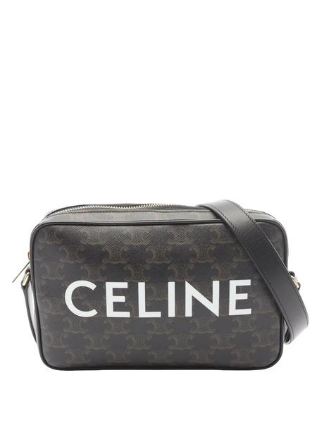  Celine Pre-owned Sac à Bandoulière En Toile Enduite à Motif Triomphe Et Logo Médium (2010-2026) - Noir 