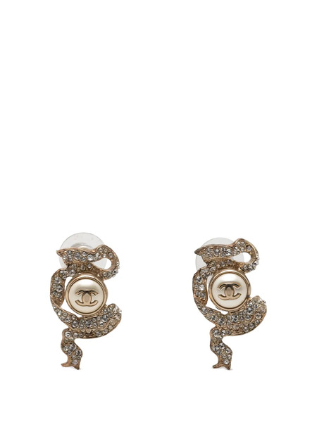  Chanel Pre-owned Boucles D'oreilles En Plaqué Or à Logo Cc En Perles Artificielles Et Strass à Clip (2018) 