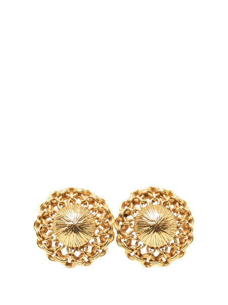  Chanel Pre-owned Boucles D'oreilles Fantaisie Dôme En Plaqué Or à Motif De Chaîne Et Fermoir Clip (1980-1990) 