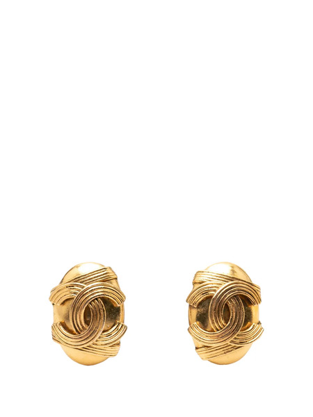  Chanel Pre-owned Boucles D'oreilles Fantaisie Ovales En Plaqué Or à Logo Cc Avec Fermoir Clip (1994) 