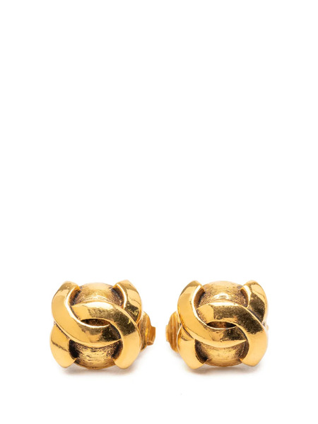  Chanel Pre-owned Boucles D'oreilles Fantaisie Rondes En Plaqué Or à Logo Cc Et Fermoir Clip (1950-1990) 