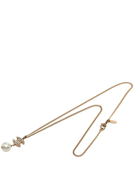  Chanel Pre-owned Collier Fantaisie En Plaqué Or à Pendentif Cc à Strass Avec Perle Artificielle (2011) 