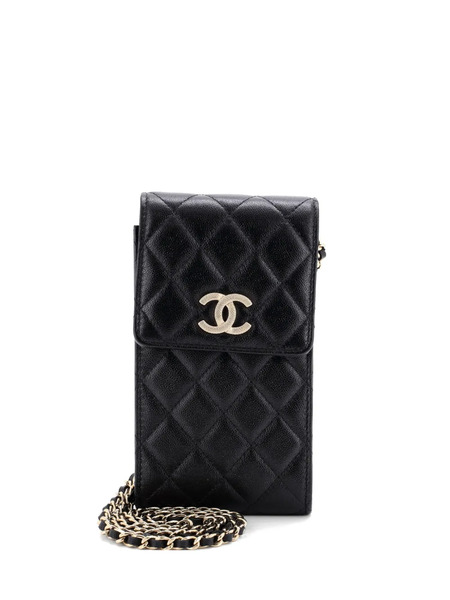  Chanel Pre-owned étui Pour Smartphone à Rabat à Ornements En Cristal Avec étui Pour Airpods Pro - Noir 