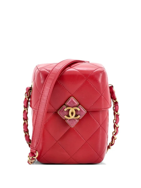  Chanel Pre-owned Mini étui De Smartphone à Bandoulière En Cuir D'agneau Matelassé à Fermoir Cc En Losange - Rose 