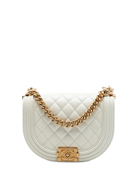 Chanel Pre-owned Mini Sac à Bandoulière Boy Messenger Bag En Cuir Caviar Matelassé (2021-2026) - Blanc 