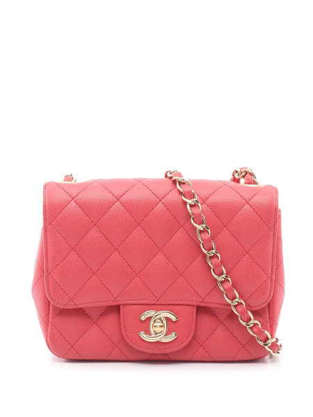  Chanel Pre-owned Mini Sac à Bandoulière Square Classic Single Flap En Cuir Caviar (2016-2017) - Rose 