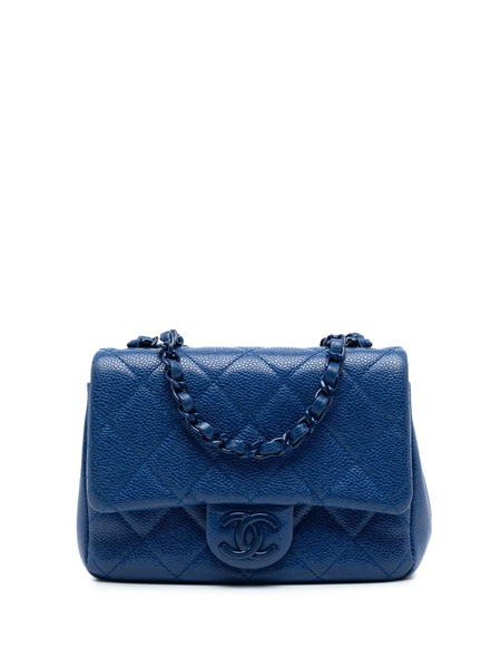  Chanel Pre-owned Mini Sac à Bandoulière Square En Cuir Caviar Matelassé Cc Incognito Single Flap (2019) - Bleu 