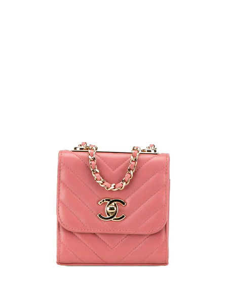  Chanel Pre-owned Mini Sac à Bandoulière Trendy Cc Chain Wallet En Peau D'agneau à Matelassage Chevron (2019) - Rose 
