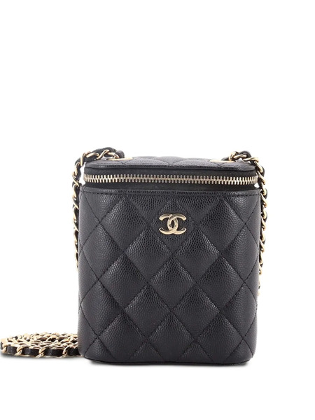  Chanel Pre-owned Mini Trousse De Toilette Vertical Classic Vanity Case With Chain Quilted Caviar - Noir 