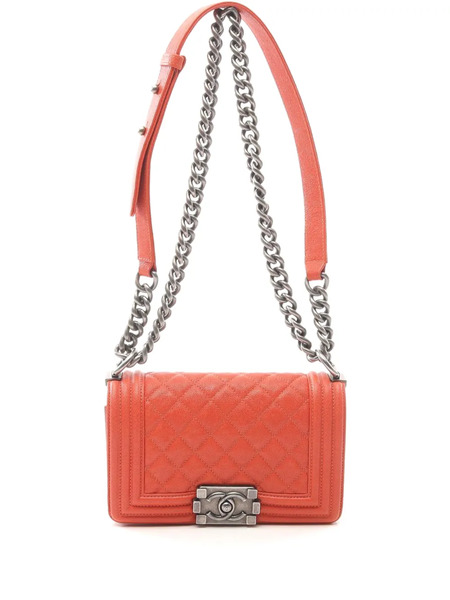 Chanel Pre-owned Petit Sac à Bandoulière Boy Flap En Cuir Caviar à Matelassage Chevron (2018-2019) - Rouge 