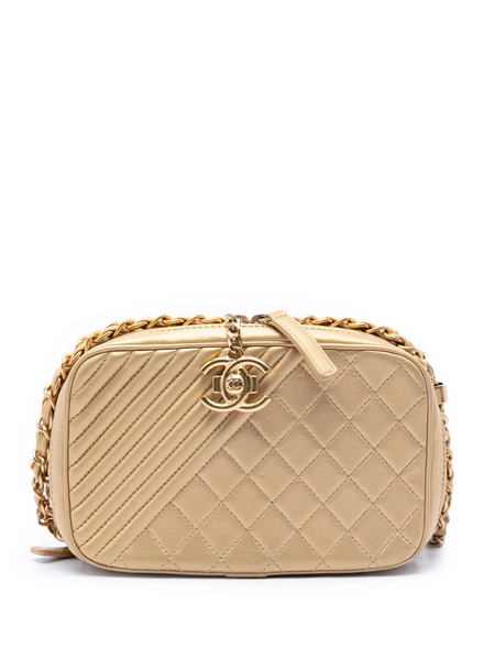  Chanel Pre-owned Petit Sac à Bandoulière Coco Boy Camera Boy En Peau D'agneau Matelassée (2014-2015) - Or 