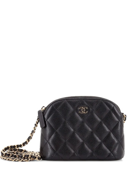  Chanel Pre-owned Pochette à Bandoulière Cc Dome Zippée à Matelassage Caviar Et Bride Chaîne Format Mini - Noir 