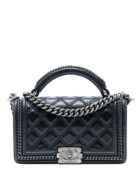  Chanel Pre-owned Sac à Bandoulière Boy En Cuir De Veau Matelassé à Bride En Chaîne Médium (2015-2016) - Bleu 