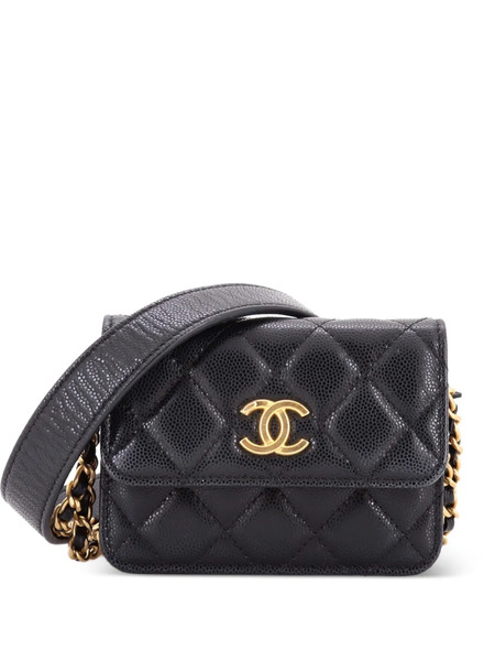  Chanel Pre-owned Sac à Bandoulière En Cuir Caviar Matélassé Brillant à Bride En Chaîne Twist Your Buttons Flap Coin Purse - Noir 