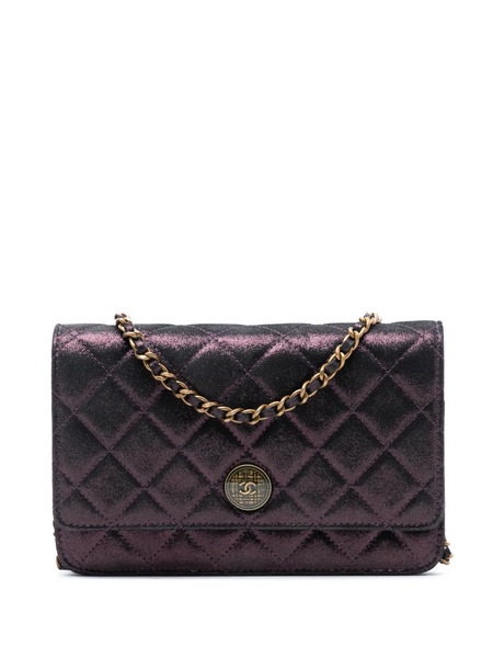  Chanel Pre-owned Sac à Bandoulière Irisé Métiers D’art Wallet On Chain En Peau D'agneau Matelassée à Motif Tartan (2013-2014) - Violet 