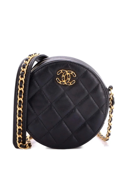  Chanel Pre-owned Sac à Bandoulière Rond Chain Infinity En Cuir D'agneau Matelassé Et Bride En Chaîne - Noir 