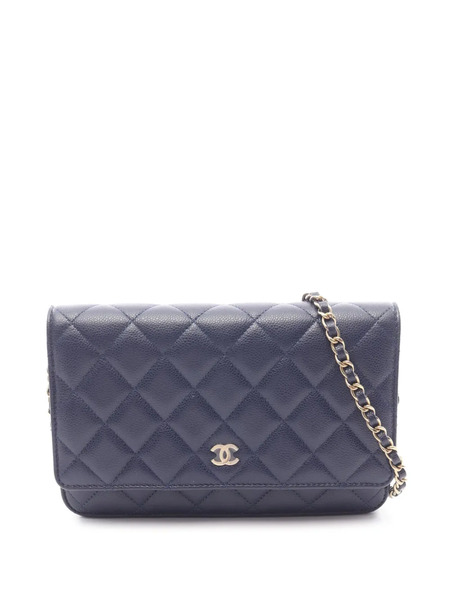  Chanel Pre-owned Sac à Bandoulière Wallet On Chain En Cuir Caviar Matelassé à Logo Cc (2021-2026) - Bleu 