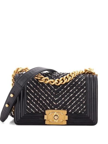  Chanel Pre-owned Sac Porté épaule En Cuir De Veau By The Sea Boy Flap Bag à Broderies Et Chevrons - Noir 