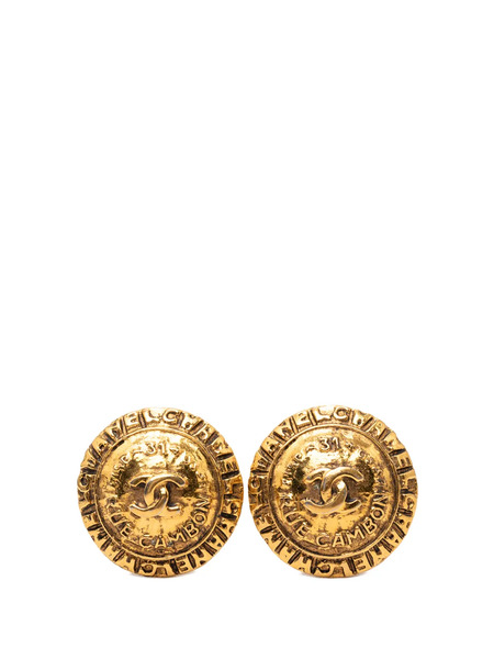  Chanel Pre-owned 20th Century Cc Gold Plated Rue Cambon Round Clip On Earrings Costume Earrings - Or 