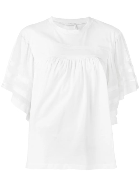  Chloé Blouse à Manches Rayées - Blanc 