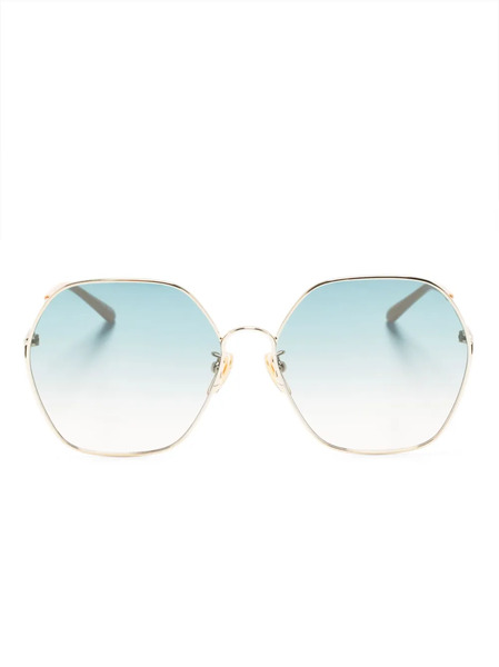  Chloé Eyewear Lunettes De Soleil à Monture Géométrique - Or 