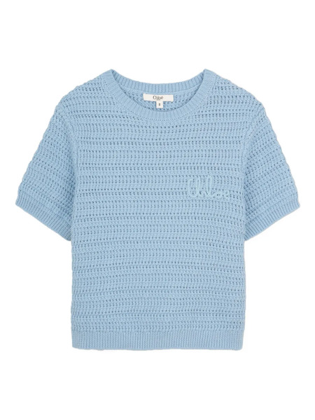  Chloé Kids Pull à Logo Brodé - Bleu 