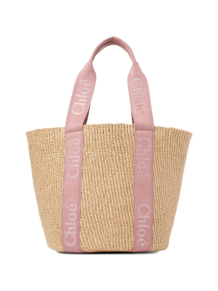  Chloé Large Woody Logo-embroidered Tote Bag - Tons Neutres 