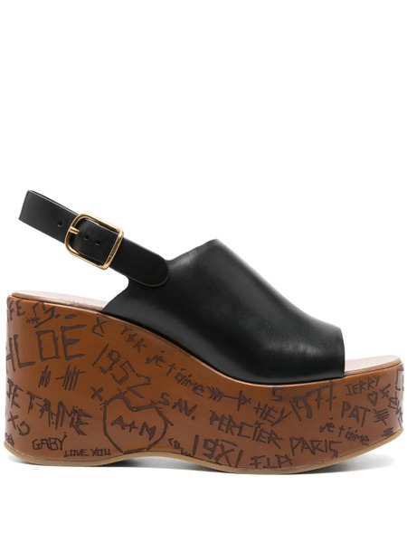  Chloé Sandales Compensées Maxime 80 Mm - Noir 
