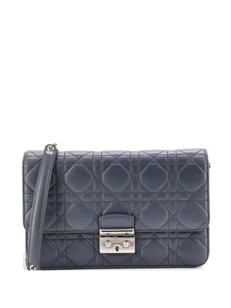  Christian Dior Pre-owned Grand Sac à Bandoulière Miss Dior Promenade Pouch Cannage Quilt Lambskin Large - Gris 
